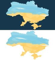 siluett av kartan över Ukraina i färger av ukrainska flaggan vektor
