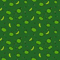 seamless mönster med gröna äpplen. frukt mönster grönt äpple på grön bakgrund. mat seamless mönster. vektor illustration