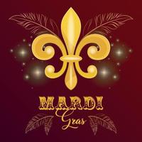 isolerade fleur de lis på en färgad mardi gras affisch vektor