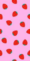 nahtloses Muster mit Erdbeeren und rosa Hintergrund vektor