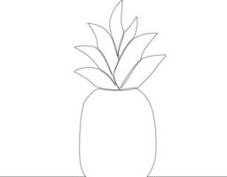einfache durchgehende Linienzeichnung Ananas am Strand. das Symbol für einen Urlaub am Meer. Sommertimer. Vektor-Illustration. vektor