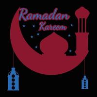 Moschee, Mond und Laterne vektor