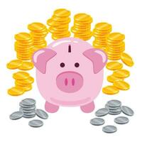 Vektor-Geld-Münzen-Sparschwein geeignet für Unternehmensfinanzierung oder Steuern vektor
