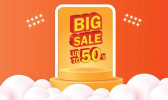 Flash und großer Verkauf am Telefon Banner Web-Shopping Online-Werbung Einzelhandelsrabattpreis vektor
