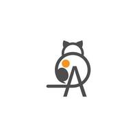 katt ikon logotyp med bokstaven en mall design vektor
