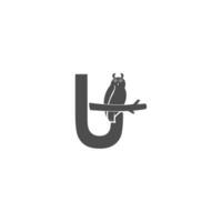 Buchstabe u-Logo-Symbol mit Eulen-Icon-Design-Vektor vektor