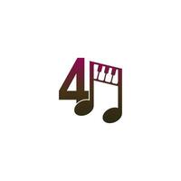 nummer 4 logotyp ikon med musiknot design symbol mall vektor