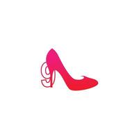 Nummer 9 mit Damenschuh, High-Heel-Logo-Icon-Design-Vektor vektor