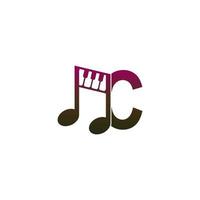 bokstaven c logotyp ikon med musiknot design symbol mall vektor