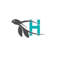 havssköldpadda ikon med bokstaven h logotyp design illustration vektor