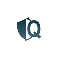 Schild-Logo-Symbol mit dem Buchstaben q neben dem Designvektor vektor