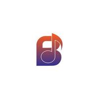 buchstabe b logo symbol mit symbolvorlage für das design von musiknoten vektor