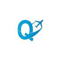 Buchstabe q mit Flugzeug-Logo-Icon-Design-Vektor-Illustration vektor