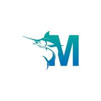Buchstabe m Logo-Symbol mit Fisch-Design-Symbol-Vorlage vektor