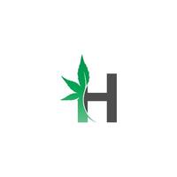 Buchstabe h Logo-Symbol mit Cannabisblatt-Designvektor vektor