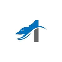 Delphin mit Nummer 1 Logo Icon Design Konzept Vektor Vorlage