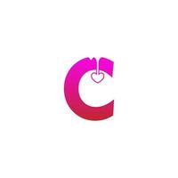 Buchstabe c Logo-Symbol mit schmelzender Liebessymbol-Designvorlage vektor