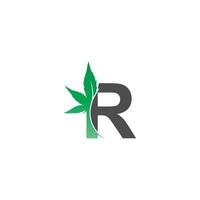 Buchstabe r-Logo-Symbol mit Cannabisblatt-Designvektor vektor