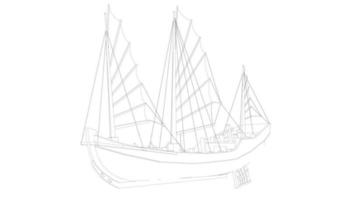 Klassisches Segelboot im Lineart-Stil vektor