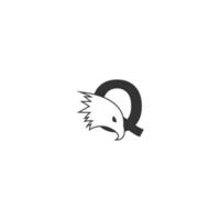 Buchstabe q-Logo-Symbol mit Falkenkopf-Design-Symbolvorlage vektor