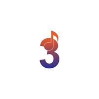 nummer 3 logotyp ikon med musiknot design symbol mall vektor