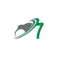 nummer 7 med kiwi fågel logotyp ikon design vektor
