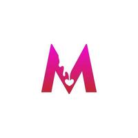 Buchstabe m Logo-Symbol mit schmelzender Liebessymbol-Designvorlage vektor