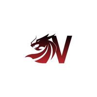 bokstaven v logotyp ikon med drake design vektor