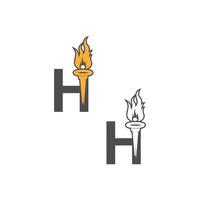 Buchstabe h-Symbol-Logo kombiniert mit Fackel-Icon-Design vektor
