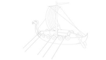 klassisk segelbåt i lineart stil vektor