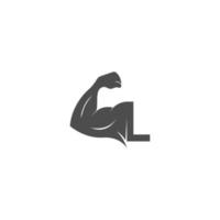 Buchstabe l Logo-Symbol mit Muskelarm-Designvektor vektor