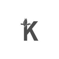 bokstaven k logotyp ikon med uggla ikon design vektor