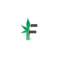 bokstaven f logotyp ikon med cannabis blad design vektor