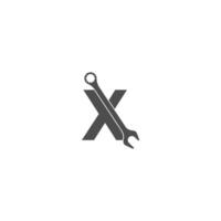 Buchstabe x Logo-Symbol mit Schraubenschlüssel-Design-Vektor vektor