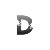 bokstaven d logotyp ikon med hand design symbol mall vektor