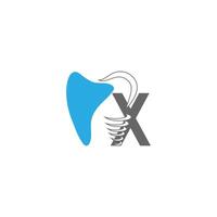 bokstaven x logotyp ikon med dental design illustration vektor
