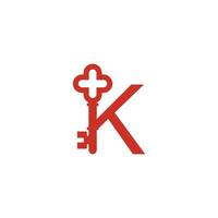 Buchstabe k-Logo-Symbol mit Schlüsselsymbol-Design-Symbolvorlage vektor