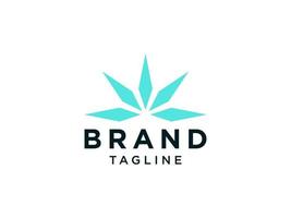 medizinisches Logo. blaues Marihuana-Cannabis im Inneren isoliert auf weißem Hintergrund. flaches Vektor-Logo-Design-Vorlagenelement. vektor