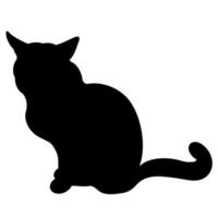 Vektorsymbol für schwarze Katze. Das Haustier sitzt. handgezeichnete Silhouette des Tieres. isolierte Darstellung eines Tieres auf weißem Hintergrund. Hauskatze. vektor
