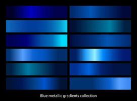 blauer Metallic-Farbverlauf-Vorlagensatz vektor