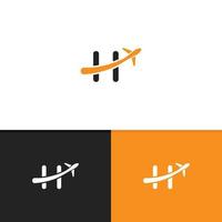 bokstaven h och flygplan ikon design vektor