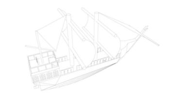 Klassisches Segelboot im Lineart-Stil vektor