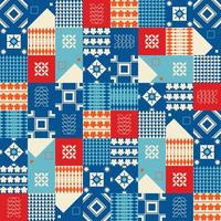modern färg abstrakt neo geometrisk etnisk form patchwork mönster sömlös bakgrund. använd för tyg, textil, inredningselement, klädsel, omslag. vektor