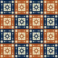 ethnische traditionelle Farbe nordische Schneeflocke quadratische Form nahtlose Muster Hintergrund. Verwendung für Stoffe, Textilien, Innendekorationselemente, Polster, Verpackungen. vektor