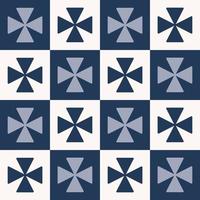 kariertes Quadrat zufällige blau-weiße Farbe einfache geometrische Form nahtloser Hintergrund. ethnisches kleines mosaik- oder fliesenmuster. Verwendung für Stoffe, Innendekorationselemente, Verpackungen. vektor