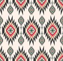 ethnische tribal traditionelle geometrische form nahtloses muster rosa rot - grüner farbhintergrund. Batik-Ikat-Muster. Verwendung für Stoffe, Textilien, Innendekorationselemente, Polster, Verpackungen. vektor