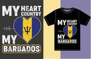 mein herz, mein land, mein barbados.barbados flag t shirt design. vektor