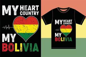 mein herz, mein land, mein bolivien. bolivien flaggen-t-shirt design vektor