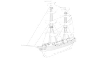 Klassisches Segelboot im Lineart-Stil vektor