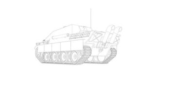 linjekonst av militära stridsvagnar vektor
